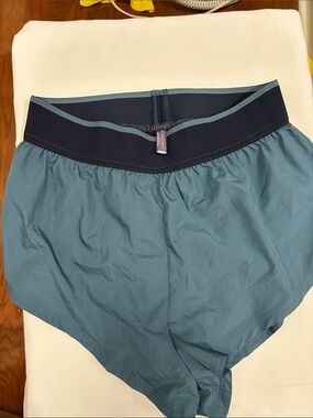 FP Movement by Free People Teal Blue Running Shorts with Navy Waistband